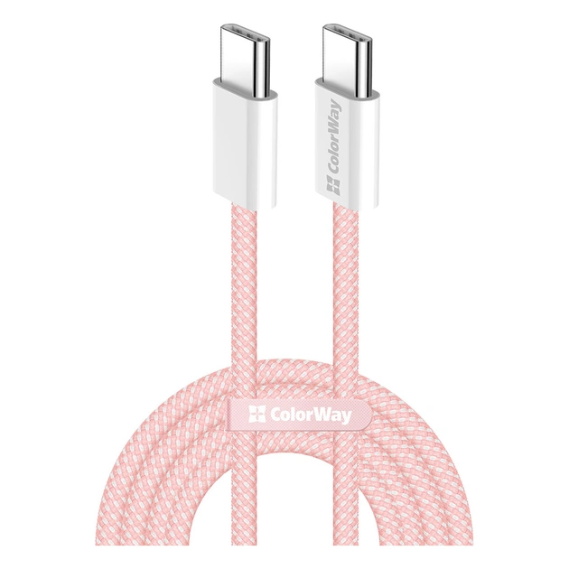 Дата кабель USB-C to USB-C 1.0m 60W 3.0А pink ColorWay (CW-CBPDCC061-P) - изображение 1