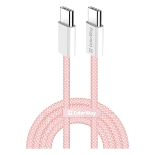 Дата кабель USB-C to USB-C 1.0m 60W 3.0А pink ColorWay (CW-CBPDCC061-P) зображення 1