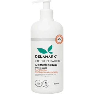 Засіб для ручного миття посуду DeLaMark з іонами срібла Солодкий апельсин 500 мл (4820152330994) зображення 1