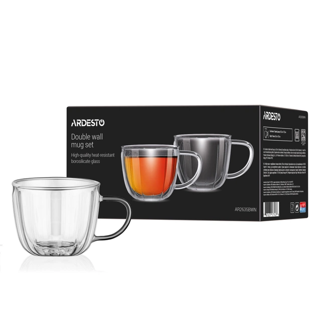 Набір чашок Ardesto 350мл, 2шт, боросилікатне скло, прозора (AR2635BWN) - picture 4
