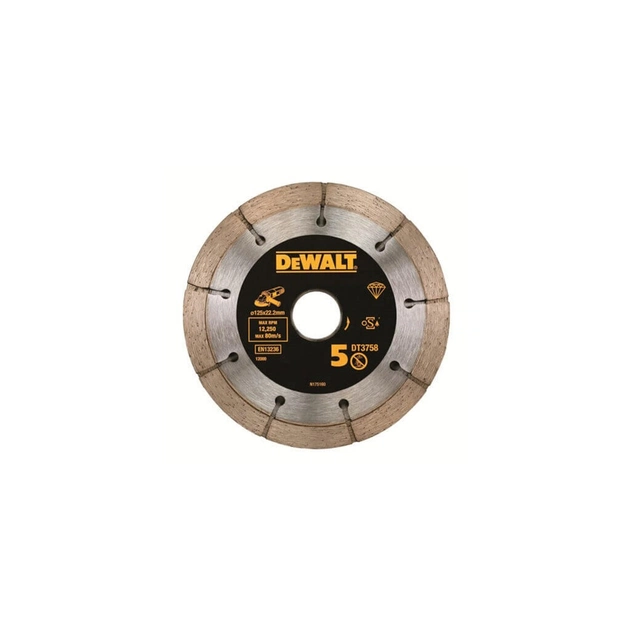 Диск пильный DeWALT алмазный сдвоенный бетон/кирпич/штукатурка, 125x6.3х22.2 мм (DT3758) - изображение 1