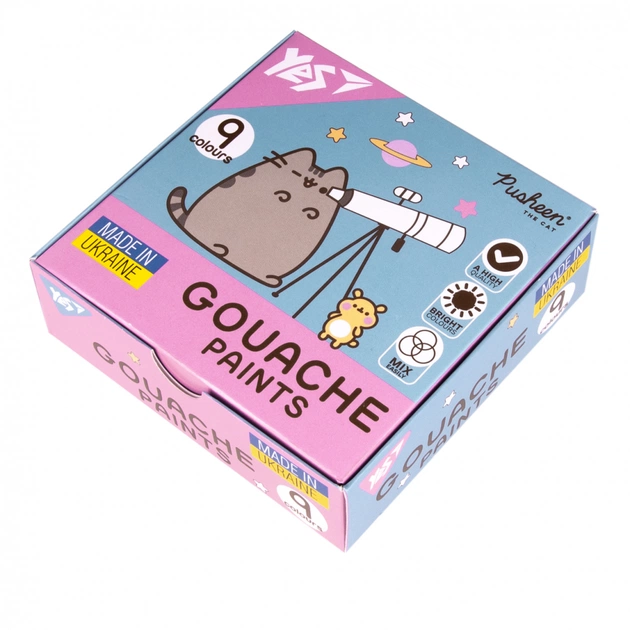 Гуашевые краски Yes Pusheen 9 кольорів по 20 мл (230401) - изображение 1