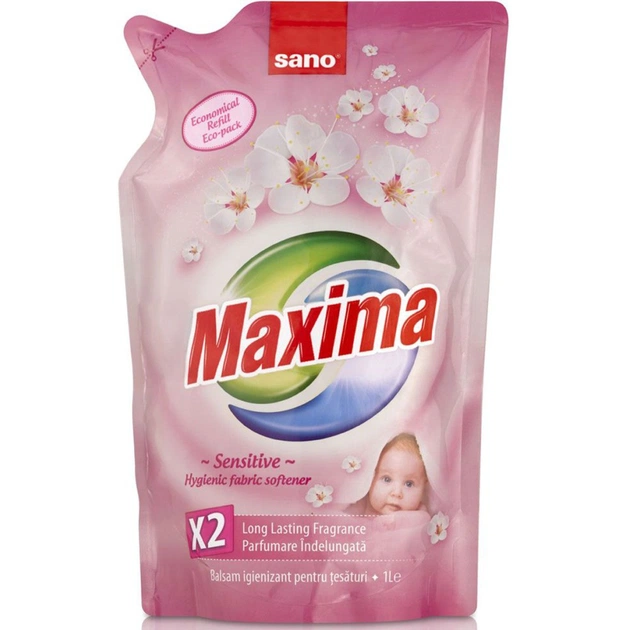Кондиционер для белья Sano Maxima Sensitive сменная упаковка 1 л (7290010935437) - изображение 1