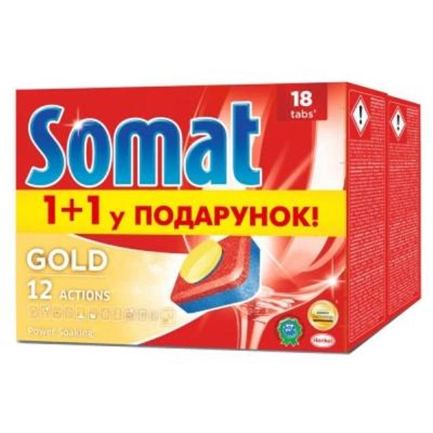 Таблетки для посудомийних машин Somat Gold Duo 2x18шт (9000101076288) - изображение 1