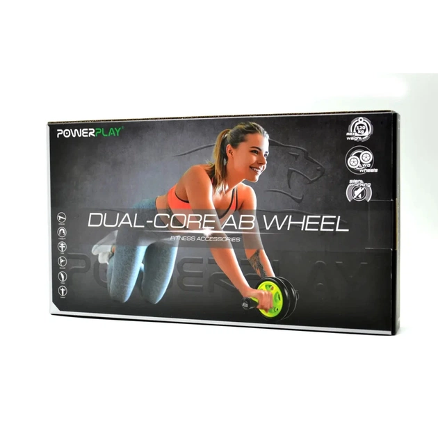 Ролик для преса PowerPlay подвійний Dual-Core Ab Wheel Чорно-зелений (PP_4327_Black/Green) - picture 10