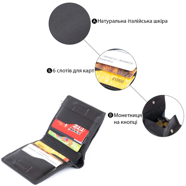 Портмоне Grande Pelle Чорне (11329) - зображення 4