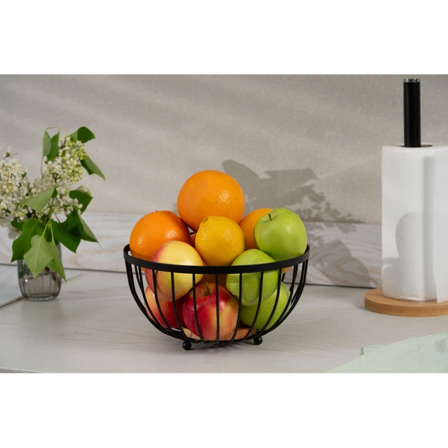 Фруктовниця Ardesto Midori 25х25х13см, метал, дерево, чорний (AR0904B) - picture 5