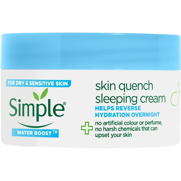 Крем для обличчя Simple Skin Quench Sleeping Cream Water Boost Нічний заспокійливий 50 мл (8710908810664) - изображение 1
