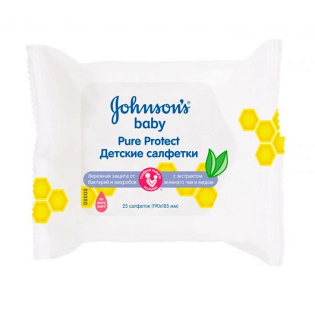 Дитячі вологі серветки Johnson’s baby Pure Protect 25 шт (3574661165738) - изображение 1