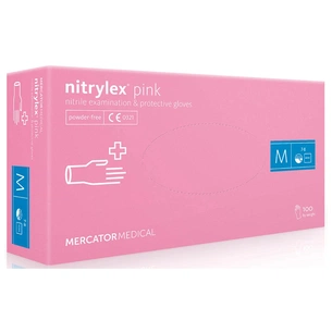 Медицинские перчатки Mercator Medical Nitrylex Pink Нитриловые Неопудренные диагностические Размер M Розовые 100 шт. (5906615035336) изображение 1