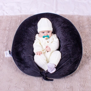 Подушка MirSon для вагітних та годування №8305 Velvet Line 28-0007 Black Велюр 30х170х20 см (2200006200307) зображення 1