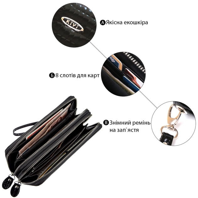 Кошелек Kivi Из экокожи Черный (19026) - изображение 5