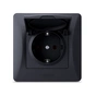 Розетка Videx BINERA 1ая із заземленням і кришкою черн (VF-BNSK1GС-BG) - уменьшенное изображение 1