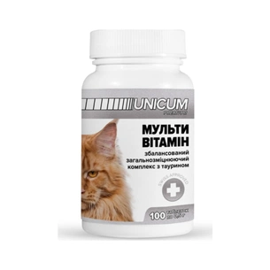 Вітаміни для котів Unicum PREMIUM мультивітамін 100 табл. (4820150201838) зображення 1