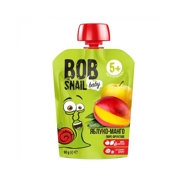 Детское пюре Bob Snail Улитка Боб Яблоко-манго 90 гр (4820219343042) - изображение 1