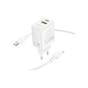 Зарядний пристрій BOROFONE BN29 Fuente 1xUSB-C PD30W + 1xUSB QC3.0 + cable USB-C to Lightning White (6941991120336) - уменьшенное изображение 2