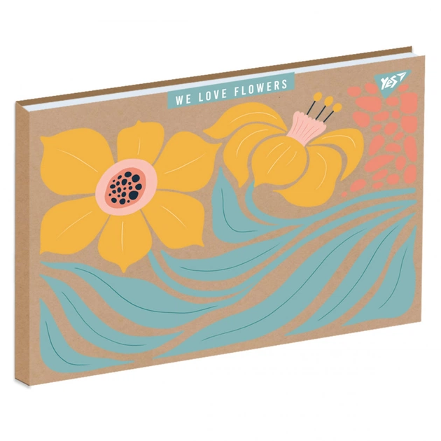 Альбом для рисования Yes А4 30 листов клееный белила «Flowers» крафт (130582) - изображение 1