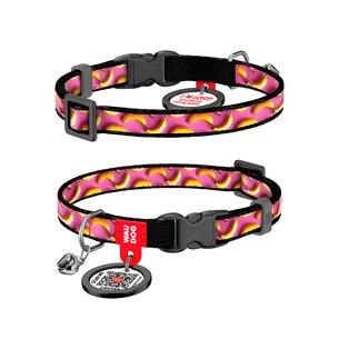 Нашийник для тварин WAUDOG Nylon з QR паспортом "Банани на рожевому" пластиковий фастекс XS 20-30 см (279-4055) зображення 1