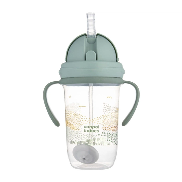 Поильник-непроливайка Canpol babies MOUNTAINS з трубочкою і обтяжувачем, 270 мл, зелена (56/620_gre) - изображение 1