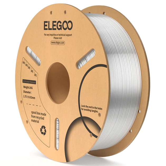 Пластик для 3D-принтера ELEGOO PLA 1кг, 1.75мм, transparent (50.203.0514) - изображение 1