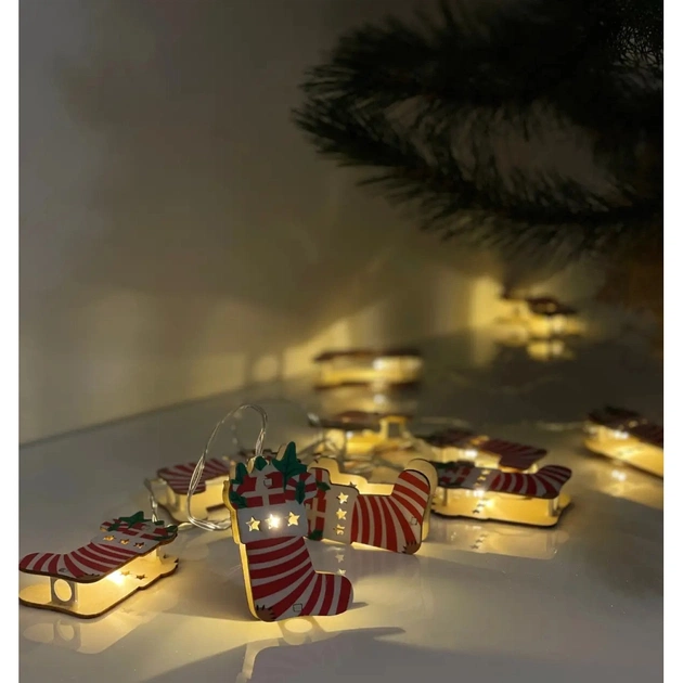Гірлянда Chomik Шкарпетка новорічна 1.65 м 10 LED Теплий білий (5900779854093) - picture 5