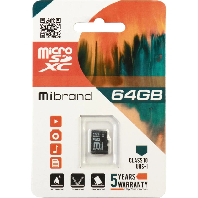 Карта пам'яті Mibrand 64GB microSDXC class 10 UHS-I (MICDXU1/64GB) - изображение 1