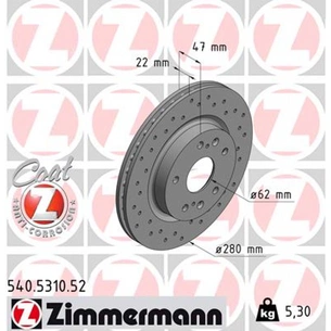 Гальмівний диск ZIMMERMANN 540.5310.52 зображення 1