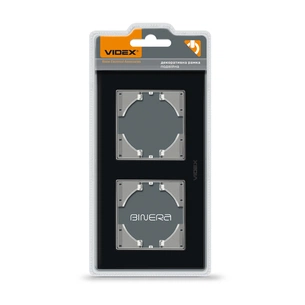 Рамка Videx BINERA чорне скло 2 пости (VF-BNFRG2H-B) изображение 1