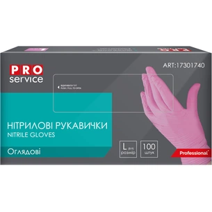 Медичні рукавички PRO service Оглядові нітрилові нестерильні неопудрені Розмір L Рожеві 100 шт. (4823071665239) зображення 1