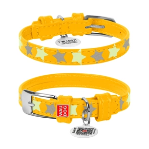 Нашийник для тварин WAUDOG Glamour з QR-паспортом "Зірочка" XS Ш 15 мм Д 27-36 см жовтий (35858) зображення 1