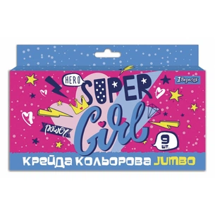 Крейда 1 вересня кольорова 9 шт, JUMBO "Cool girl" (400409) зображення 1
