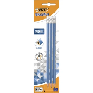 Олівець графітний Bic Evolution Triangle HB з гумкою 3 шт (bc964848) зображення 1