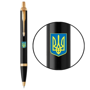 Ручка кулькова Parker IM 17 UKRAINE Black GT BP Герб України син-жовтий (22032_T0076u) зображення 1