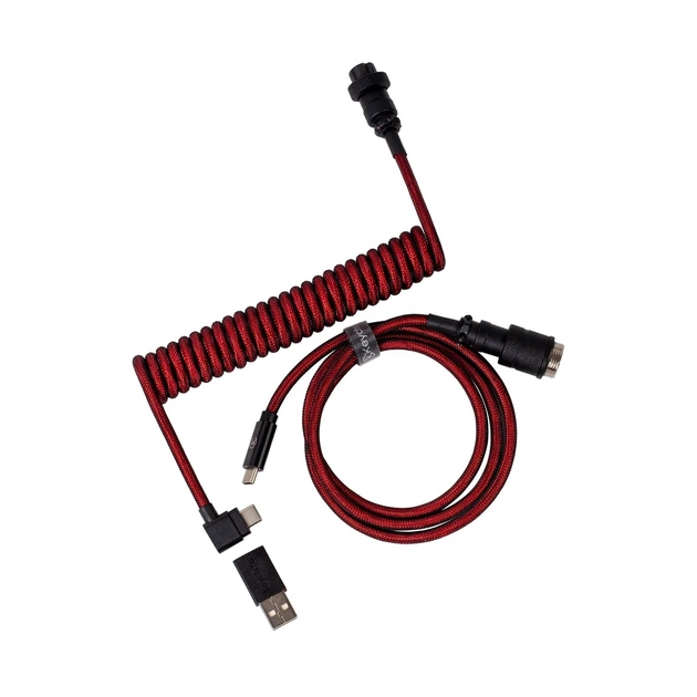 Дата кабель USB 2.0 AM to USB-C 1.08m Premium Coiled Aviator Angled red Keychron (CAB4_KEYCHRON) - зображення 1