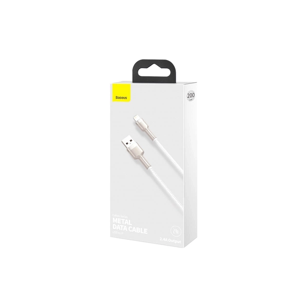 Дата кабель USB 2.0 AM to Lightning 1.0m Cafule Series Metal 2.4A White Baseus (CALJK-A02) - picture 8