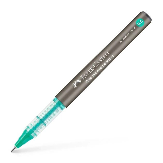Ролер Faber-Castell Free Ink Needle Micro, колір чорнил зелений, 0,5 мм, одноразова (31404) - зображення 1
