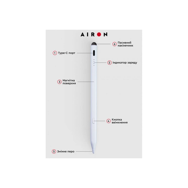 Стилус AirOn AirPen 2 для ємнісного дисплею (6126755803226) - picture 4