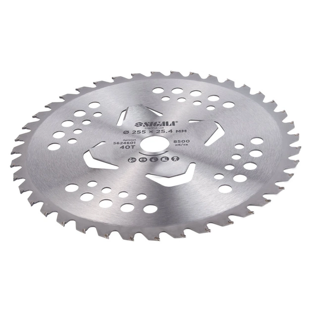 Ніж для тримера Sigma з твердосплавними напайками 255x25.4мм 40Т 4 підрізні лопаті (5624601) - picture 4