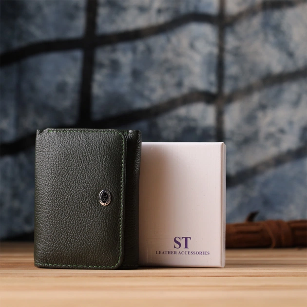 Гаманець ST Leather З натуральної шкіри Зелений (23072) - изображение 12