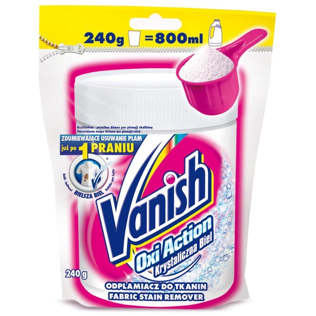 Засіб для видалення плям Vanish Oxi Action Crystal White 240 г (5900627049114) - изображение 1