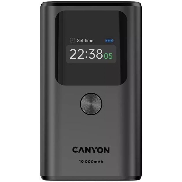Батарея універсальна Canyon 10000mAh OnPower 130 TFT PD/30W Dark Grey (CNS-CPB130DG) - зображення 1