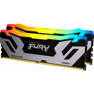 Модуль пам'яті для комп'ютера DDR5 48GB (2x24GB) 8800 MHz Renegade RGB Black/Silver Kingston Fury (ex.HyperX) (KF588CU42RSAK2-48) зображення 1