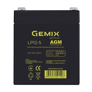 Батарея до ДБЖ Gemix LP 12В 5Ач (LP12-5) зображення 1