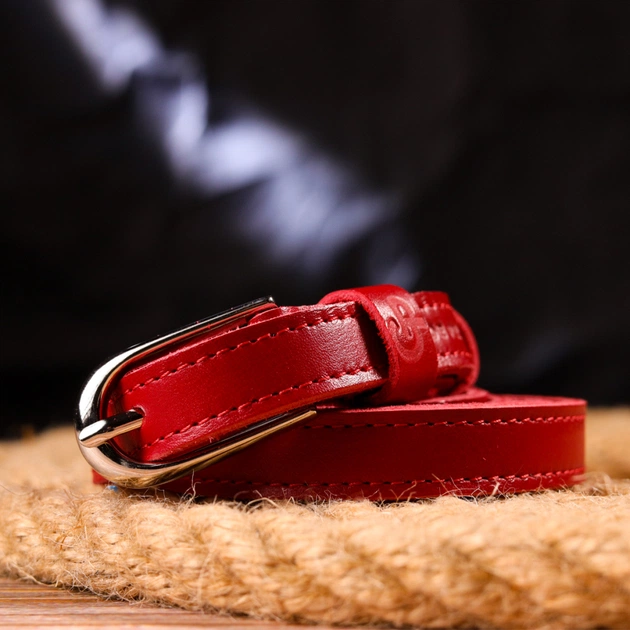 Ремінь Grande Pelle Вузький жіночий з натуральної шкіри Червоний (21440) - зображення 10