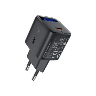 Зарядное устройство Acefast USB-C 20W GaN with digital display black (6974316284413) изображение 1
