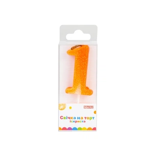 Свічка Maxi "1" із блискітками, що іскриться, 4,5 см, на торт (MX622081-1) зображення 1
