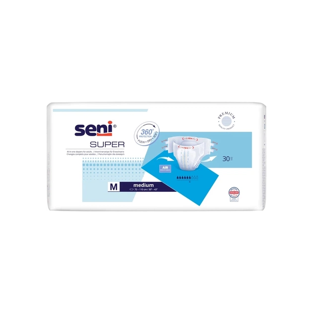 Подгузники для взрослых Seni Super Medium 75-110 см 30 шт (5900516803742) - изображение 1