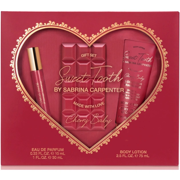 Набір косметики Sabrina Carpenter Cherry Baby Парфумована вода 30 мл + Мініатюра 10 мл + Лосьйон для тіла 75 мл (810023679271) - picture 1