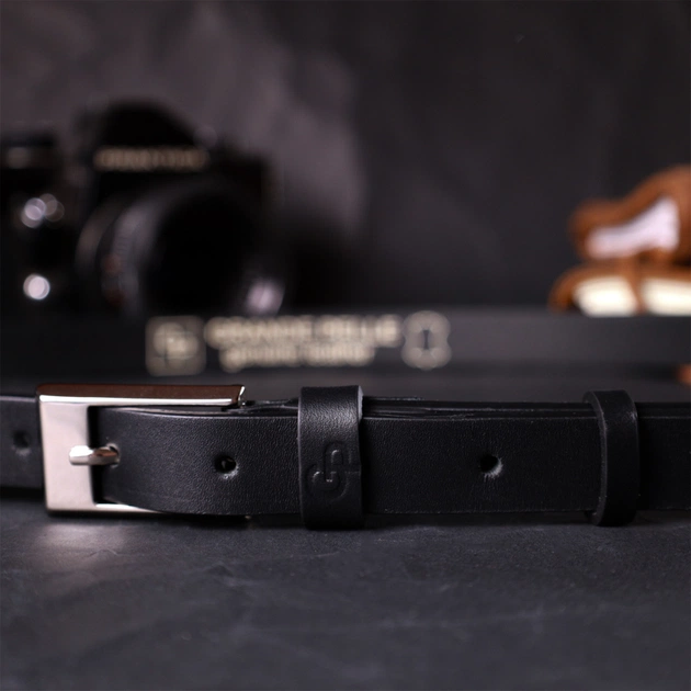 Ремінь Grande Pelle Тонкий жіночий шкіряний Чорний (11673) - зображення 10