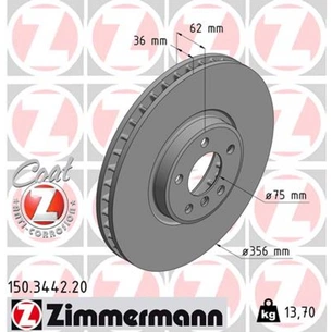 Гальмівний диск ZIMMERMANN 150.3442.20 зображення 1